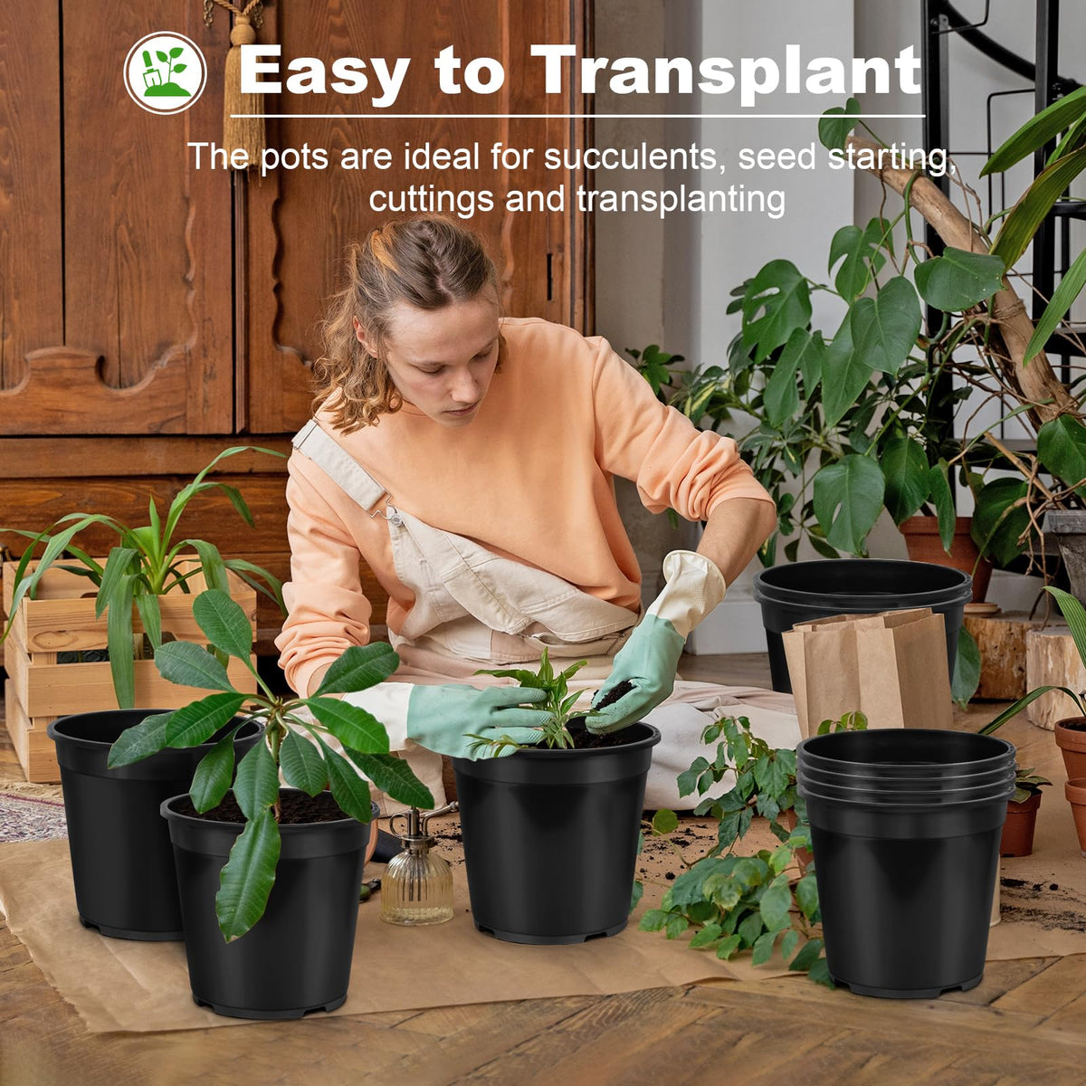 DUNPUTE 6-pack 5-gallon pots set offering versatile planting options