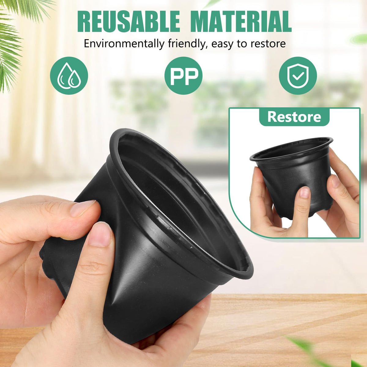 DUNPUTE lightweight, durable plastic pot designed for easy handling.