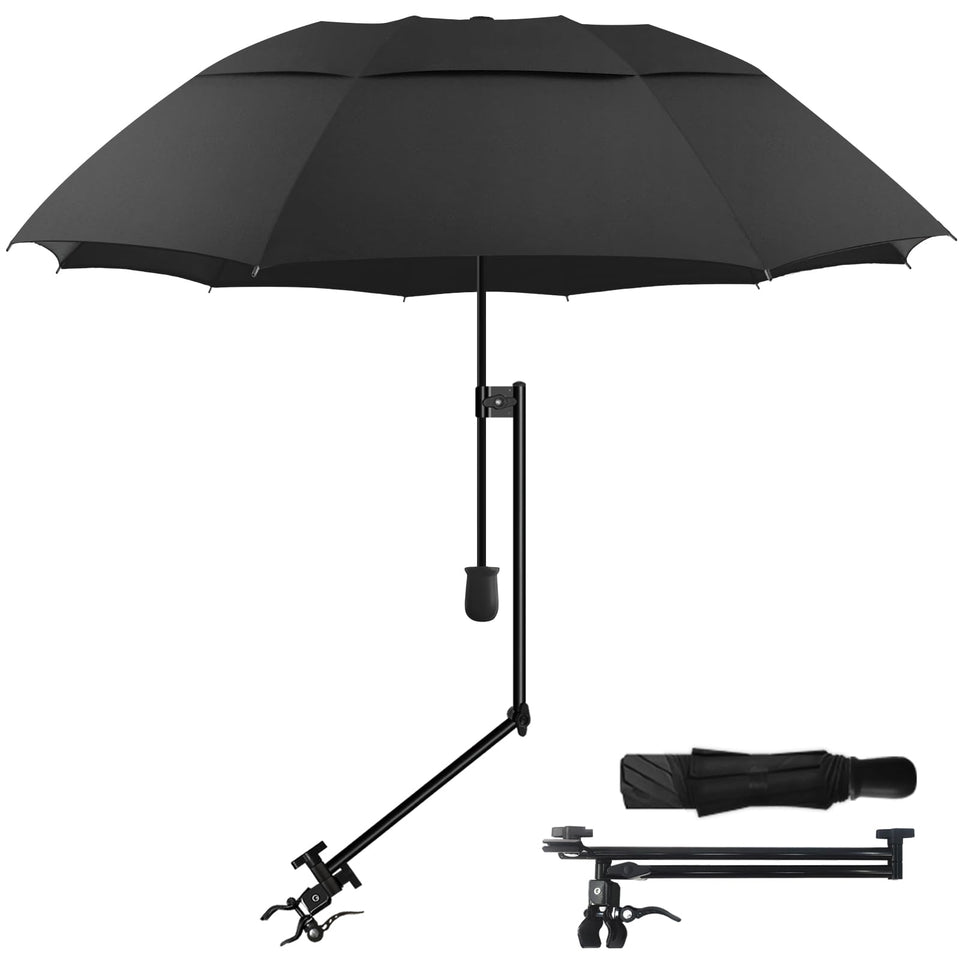 DUOUPA adjustable sun umbrella clip-on attachment secures shade to chair for day-long comfort