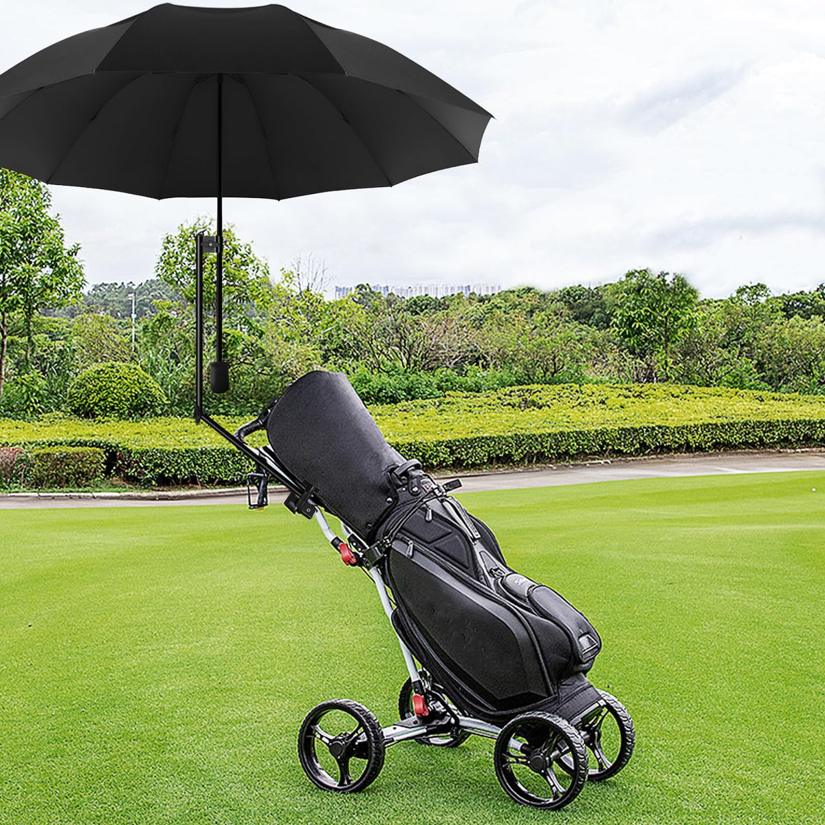 DUOUPA universal clamp fits up to 1.57 inches and secures umbrella