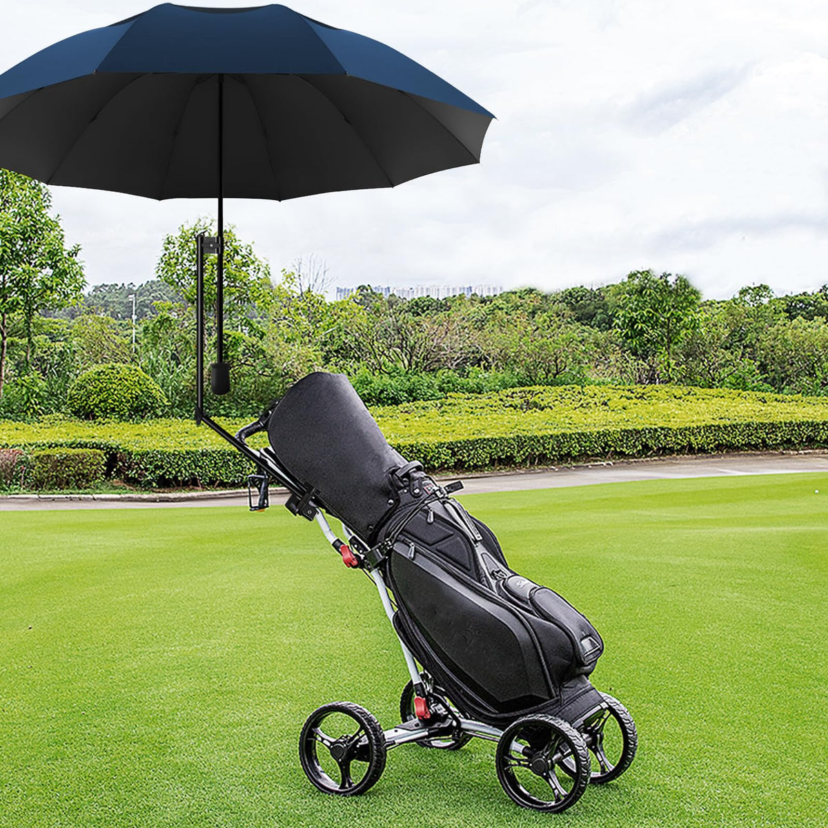 DUOUPA patio umbrella holder stabilizes shade on bleachers