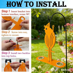DUOYOUNG Durable metal feeder with orange coating withstands sun and rain