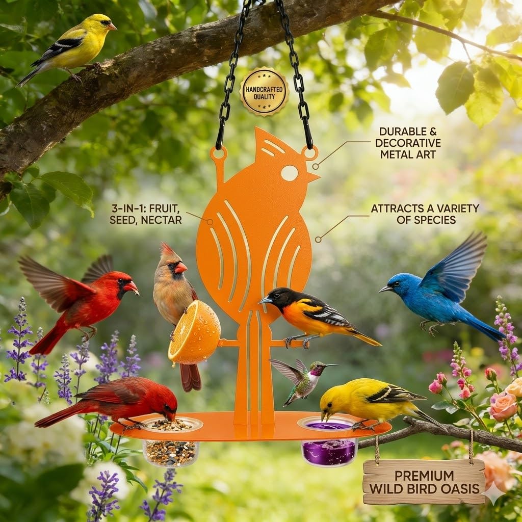 DUOYOUNG Orange halves on pegs invite birds and simplify filling