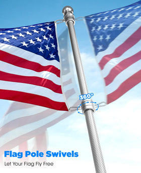 DUPKEV 360° rotating flag rings prevent tangling and improve display.