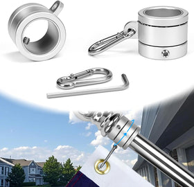 DUPKEV 1-inch flag pole ring with bearing enables smooth, wind-friendly spins.