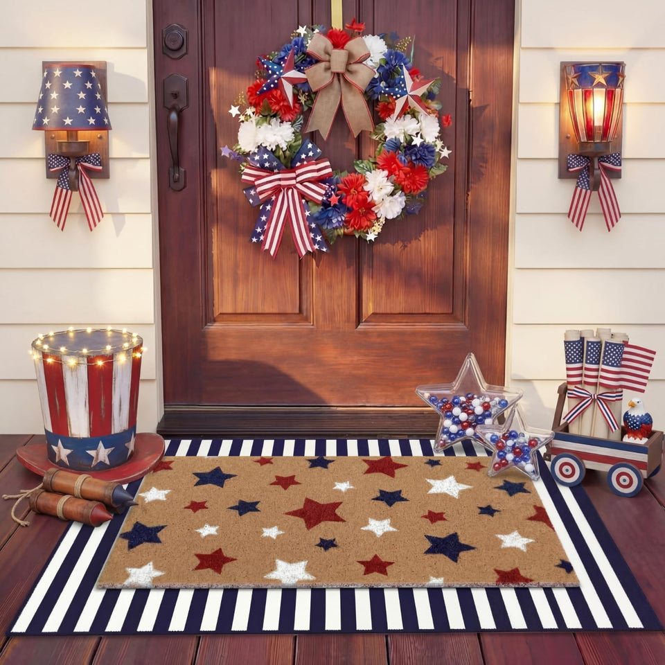 Duraaamo Independence Day door mat set for outdoor entry, sturdy and welcoming.