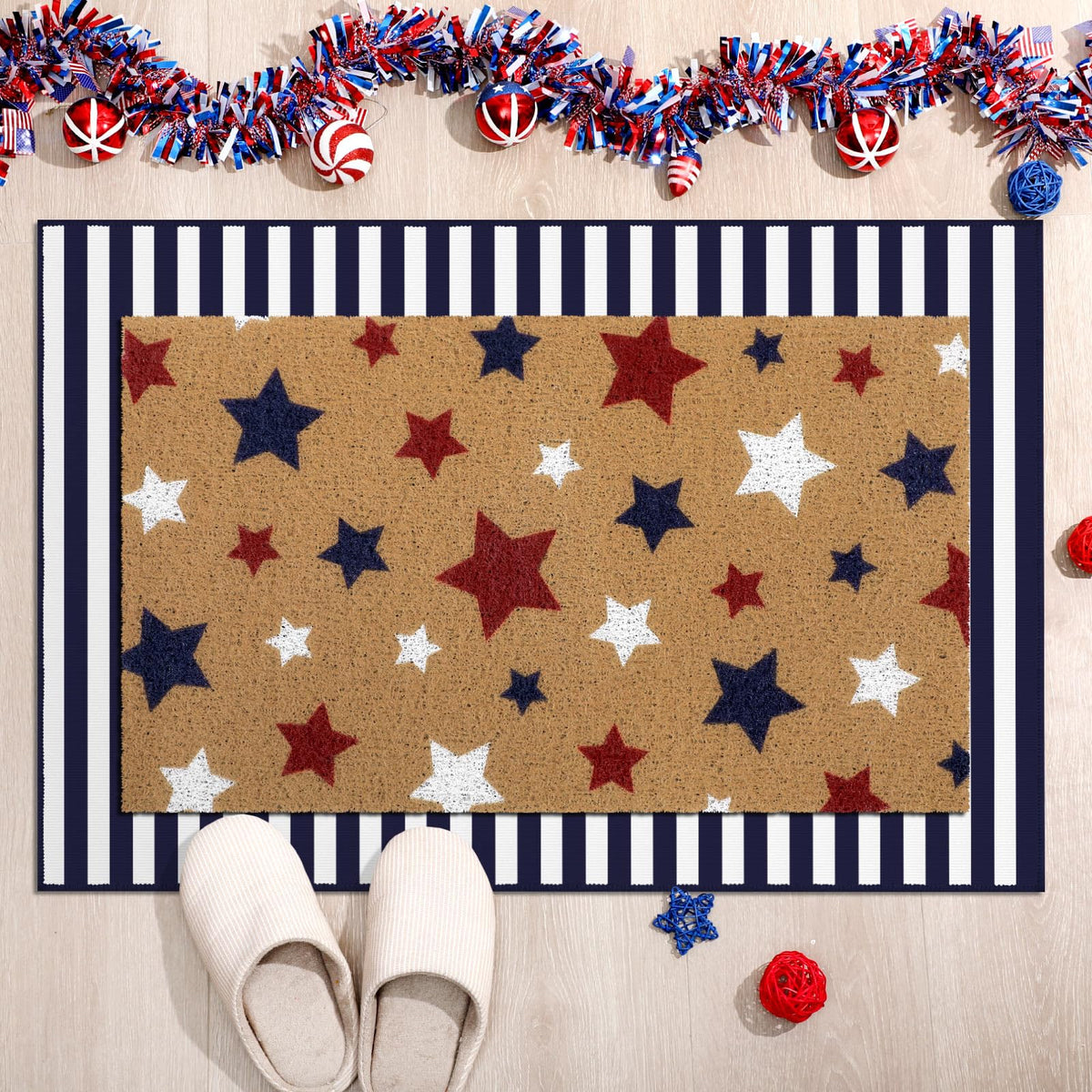 Duraaamo welcoming doormat promotes a festive entry for guests.