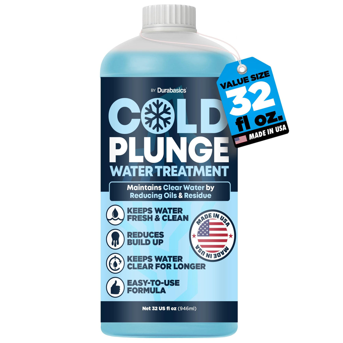 Durabasics 3in1 cold plunge water treatment bottle for simple at-home use.