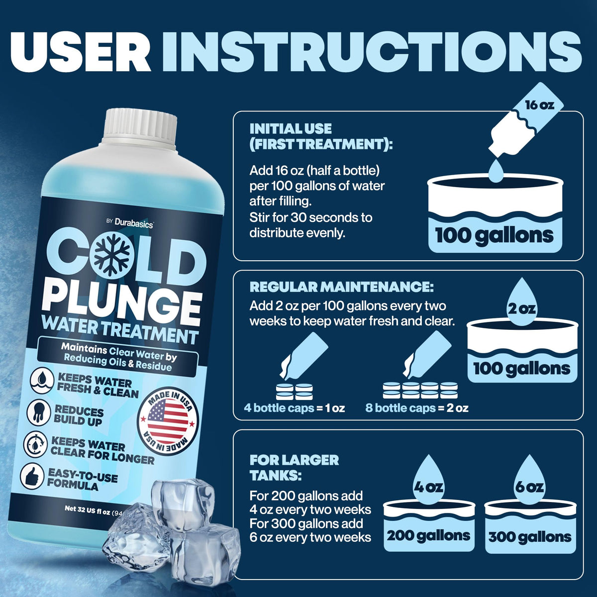 Durabasics residue reduction keeps your cold plunge tub looking fresh.