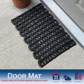Durite durable roll-up mat stores easily and cleans with shake, vacuum, or hose.