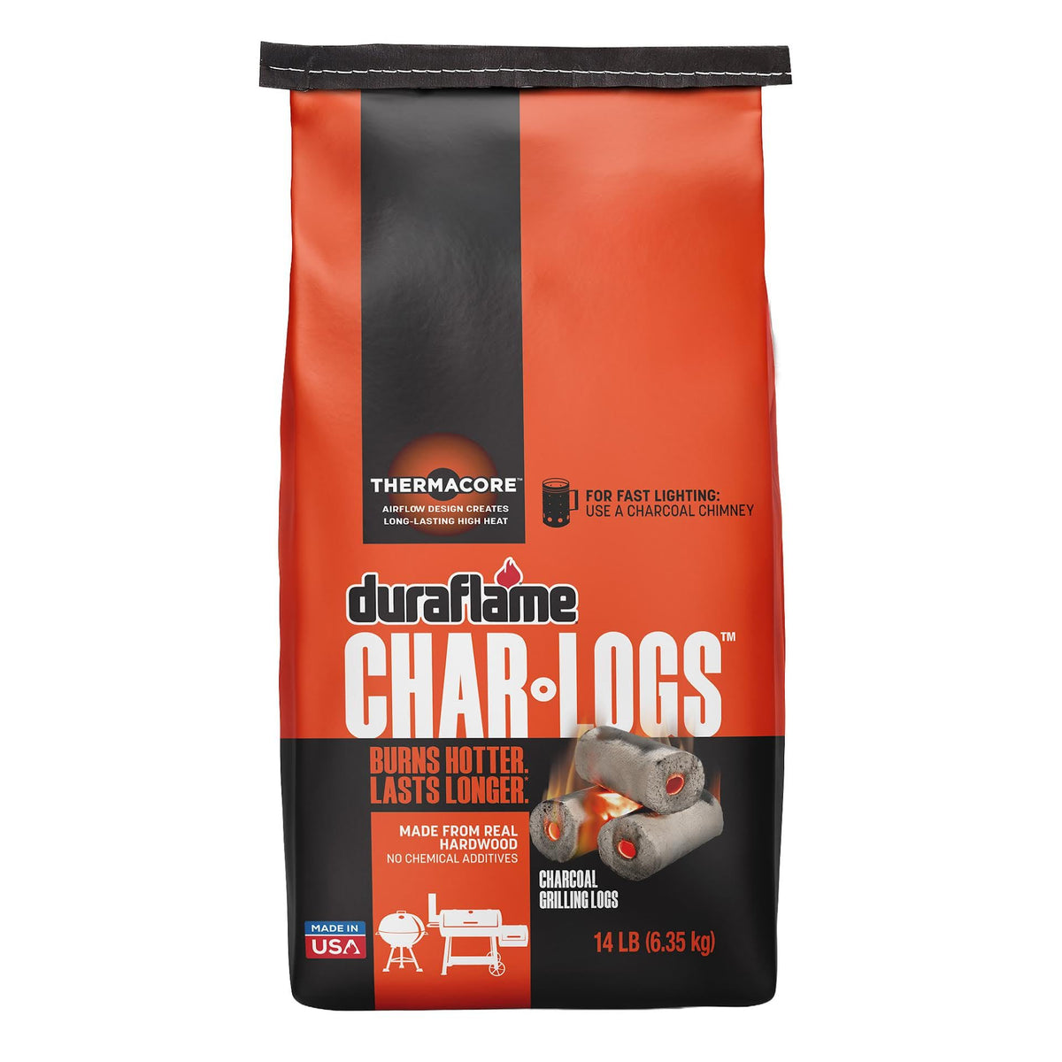 Duraflame Char-Logs compatible with kettle, barrel, and ceramic grills