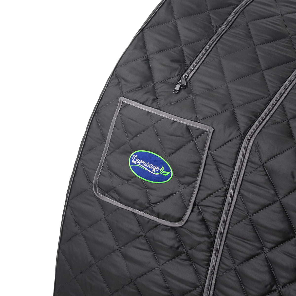 Durasage sauna tent dual-zipper openings enable hands-free use.