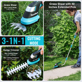 DURATECH 3in1 trimmer blade switch system enables fast tool-free changes for versatile use.