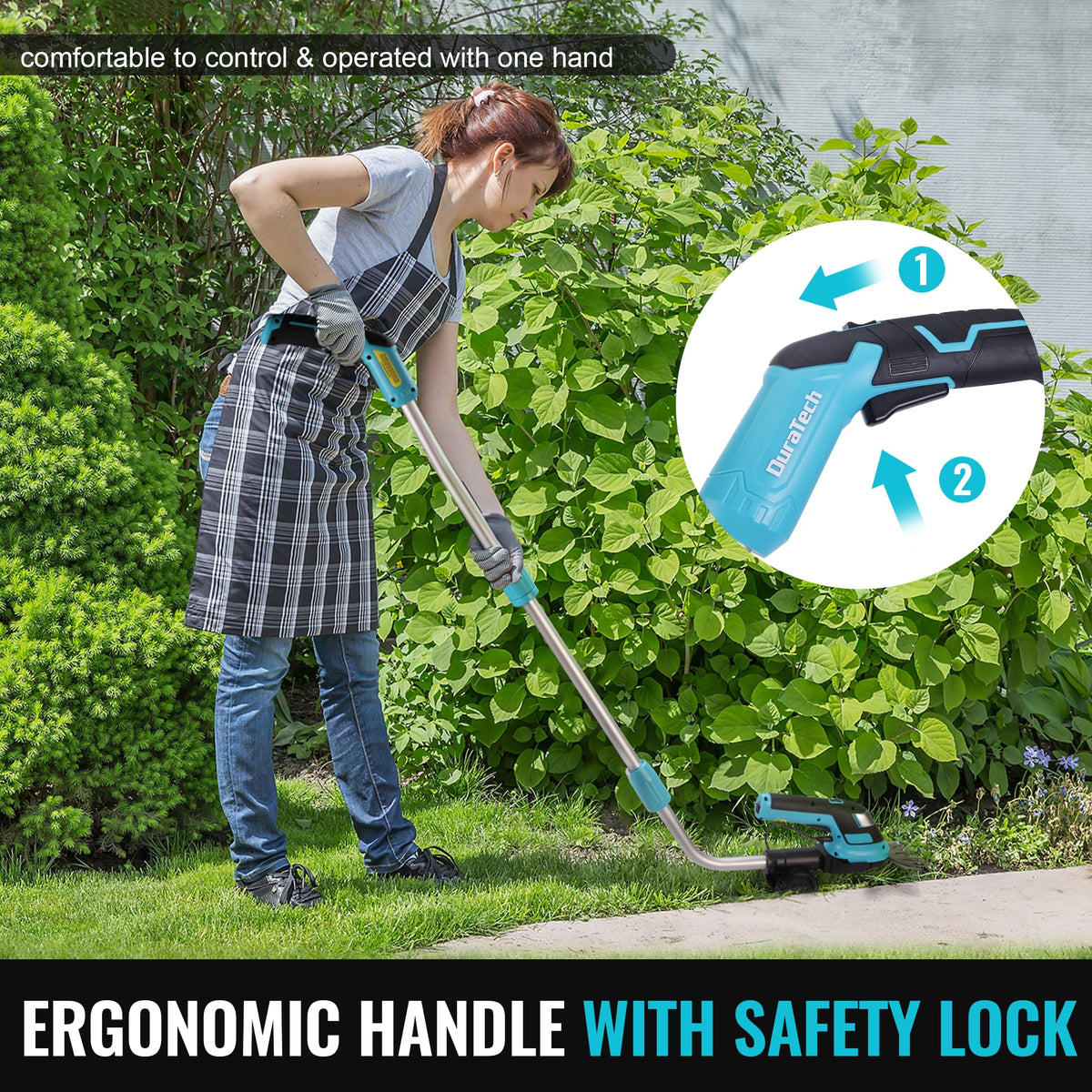 DURATECH 4-inch grass blade for quick weed trimming along edges.