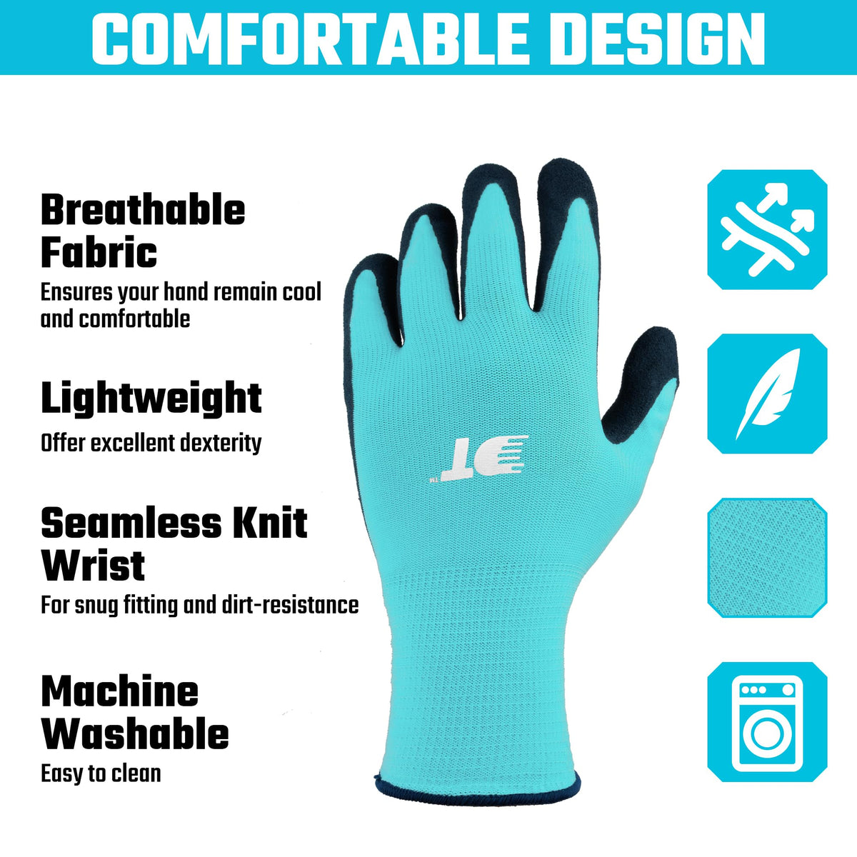 DURATECH garden gloves breathable fabric keeps hands cool during tasks.