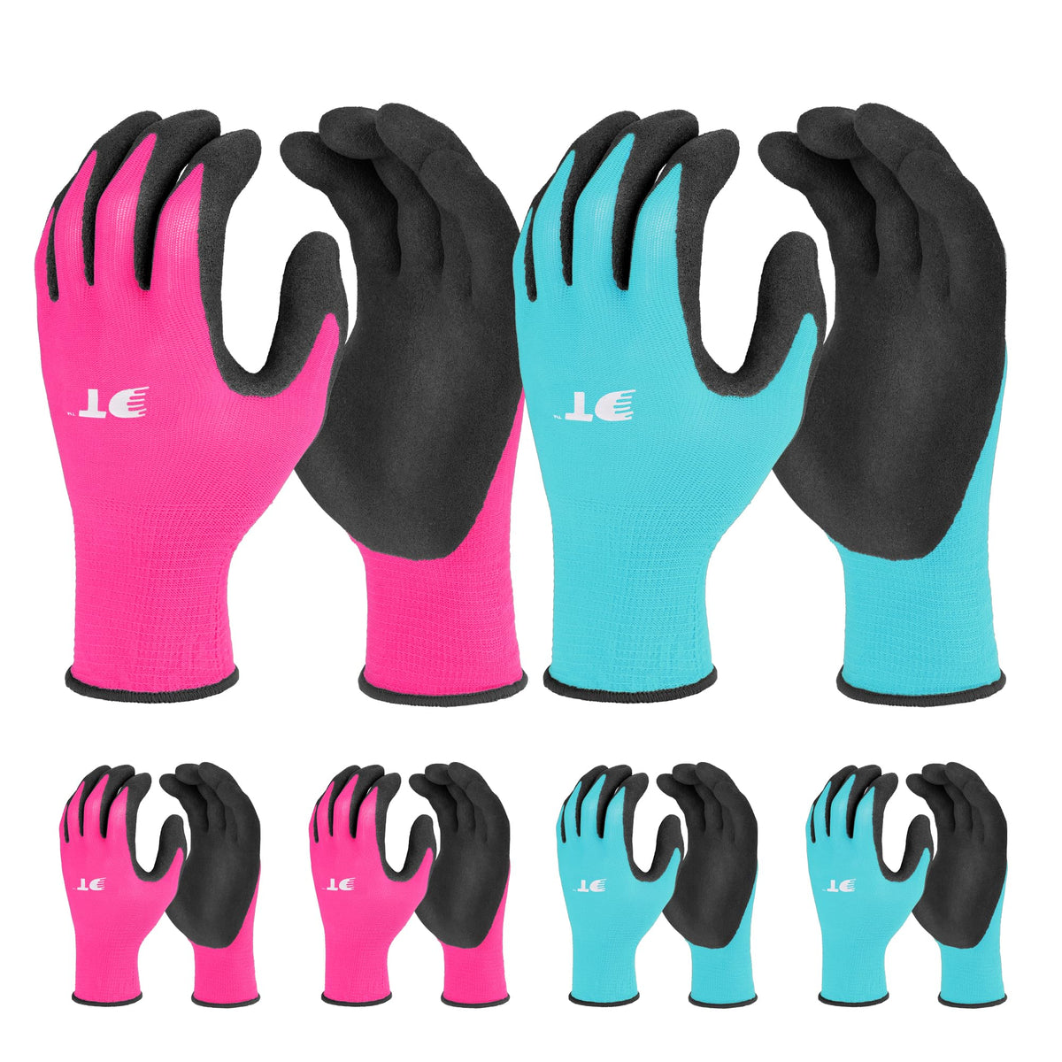 DURATECH DT6 garden gloves pink and blue pack for versatile gardening tasks