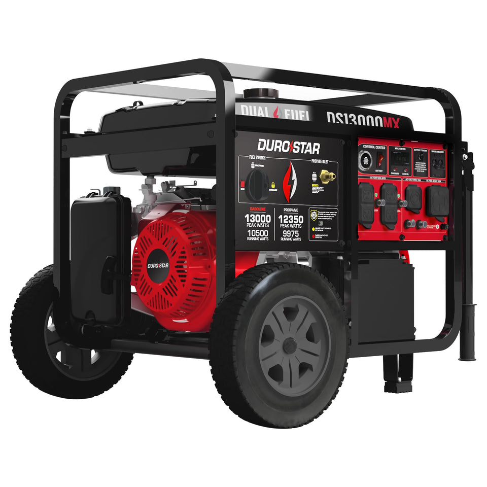 DuroStar DS13000MX front view emphasizing the rugged metal frame for reliable backup.