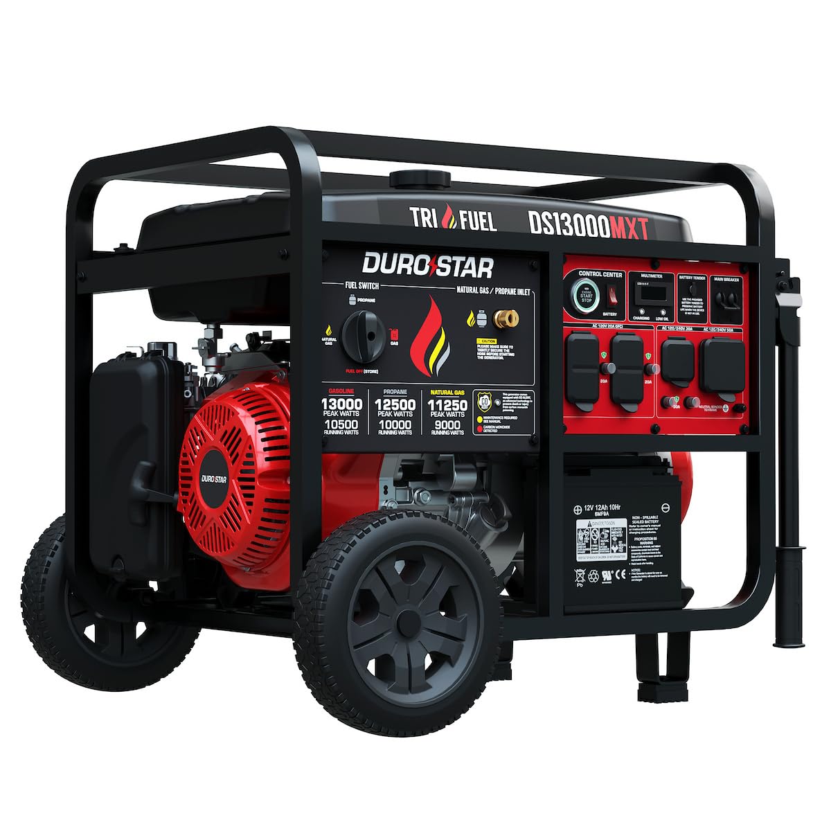 DuroStar DS13000MXT tri-fuel capability ready for home backup during outages.