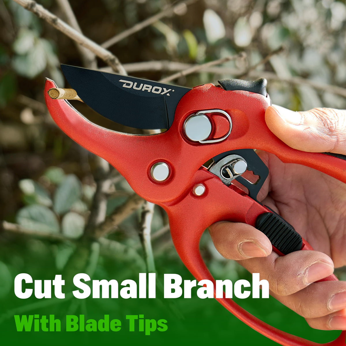 DuroX DGR-01 ambidextrous grip supports both hands during pruning.