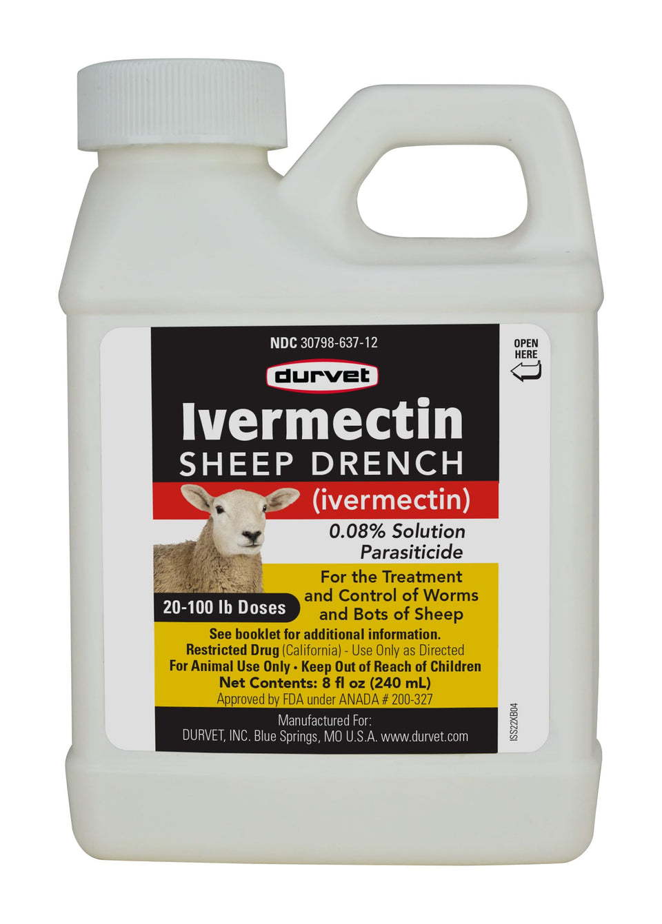 Durvet Ivermectin Sheep Drench bottle front for quick, easy dosing planning in your flock.