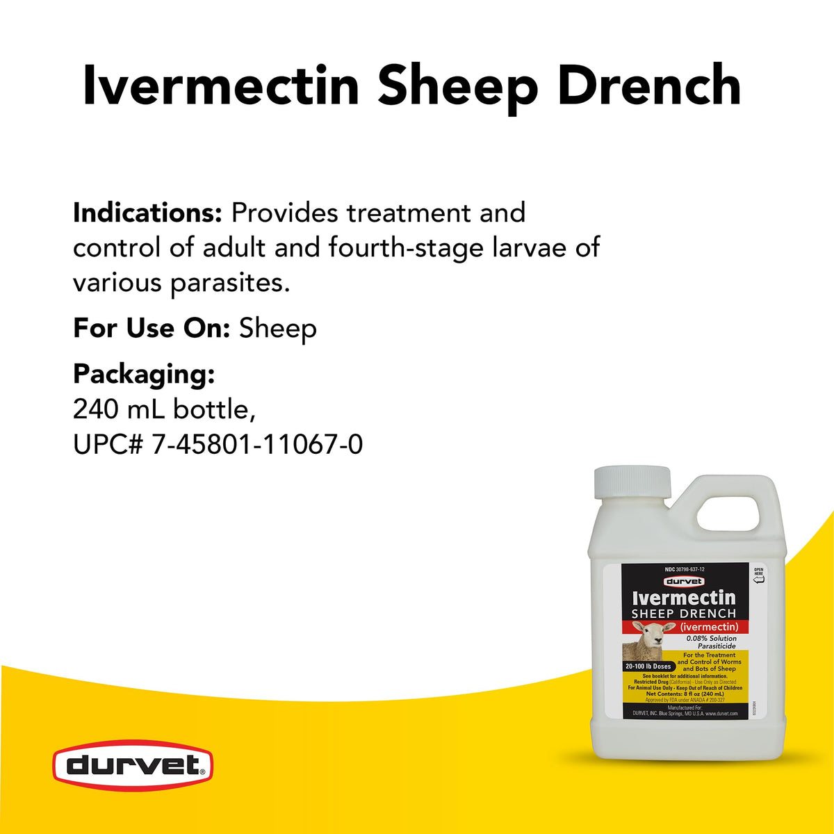 Durvet Ivermectin Sheep Drench dose action image demonstrates proper administration.