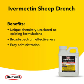 Durvet Ivermectin Sheep Drench label detail shows active ingredients and usage guidelines.