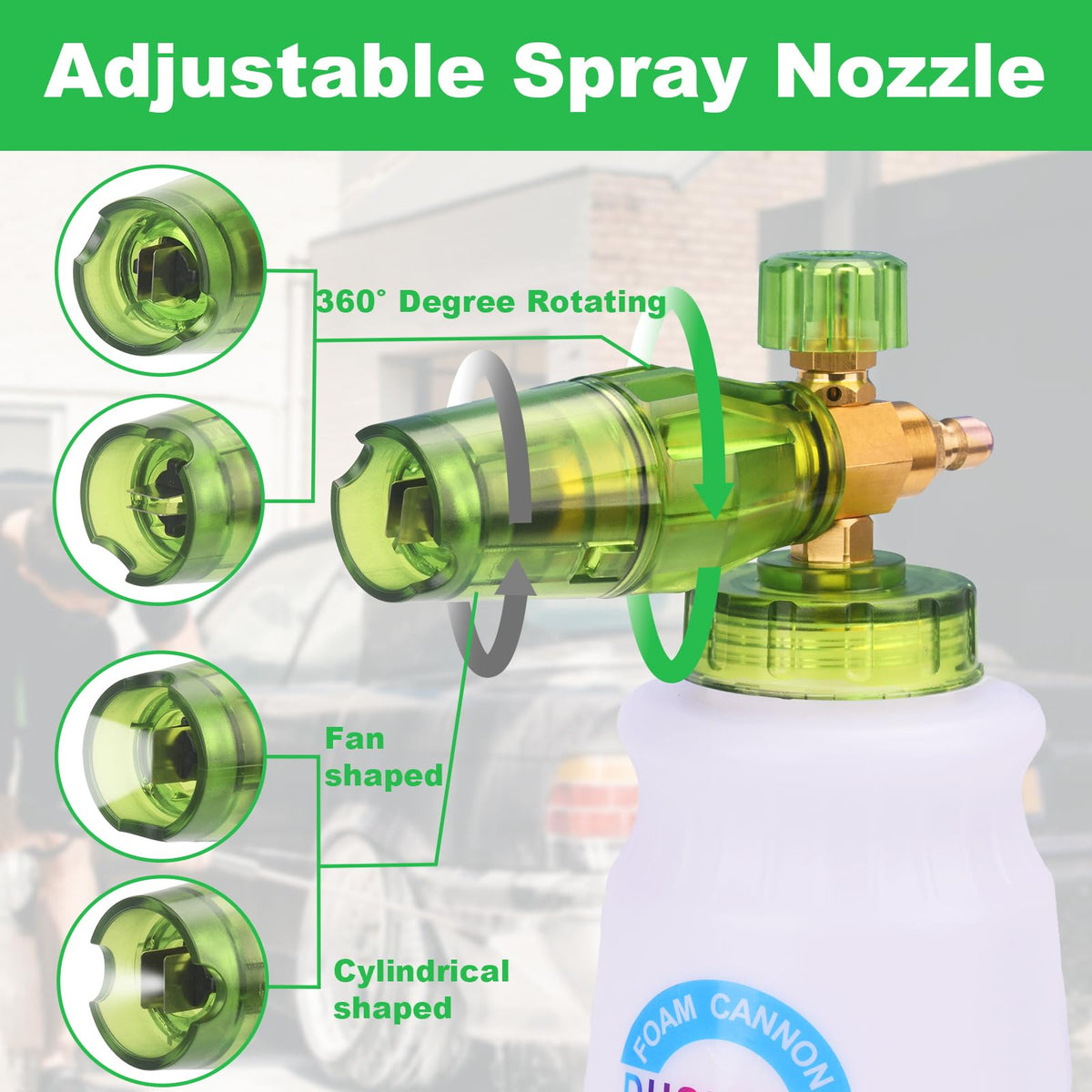 DUSICHIN five nozzle tips for adjustable spray angles.