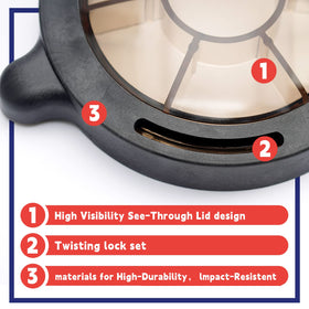 Dusledel pool basket cover protecting pump internals and reducing exposure