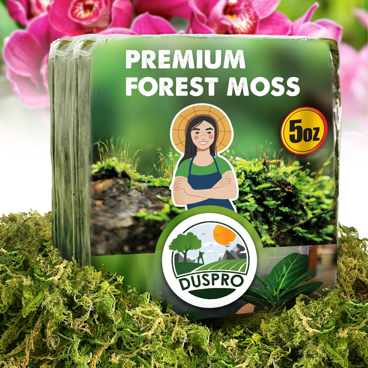 Duspro 5oz dried moss pack for pots with moisture retention.