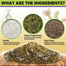 Duspro peat moss blend enhances moisture balance and aeration for plants.