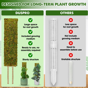 Duspro expandable moss pole accepts extra sections for taller plants.