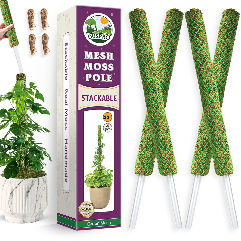 Duspro moss pole 22in stackable with forest moss supports vertical monstera growth.