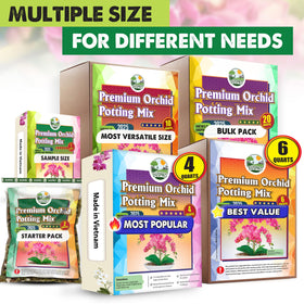 Duspro Orchid Potting Mix ready-pack close-up signals convenient all-in-one repotting solution