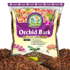 Duspro Recycle Orchid Bark bulk 2qt packaging supports orchid root porosity.