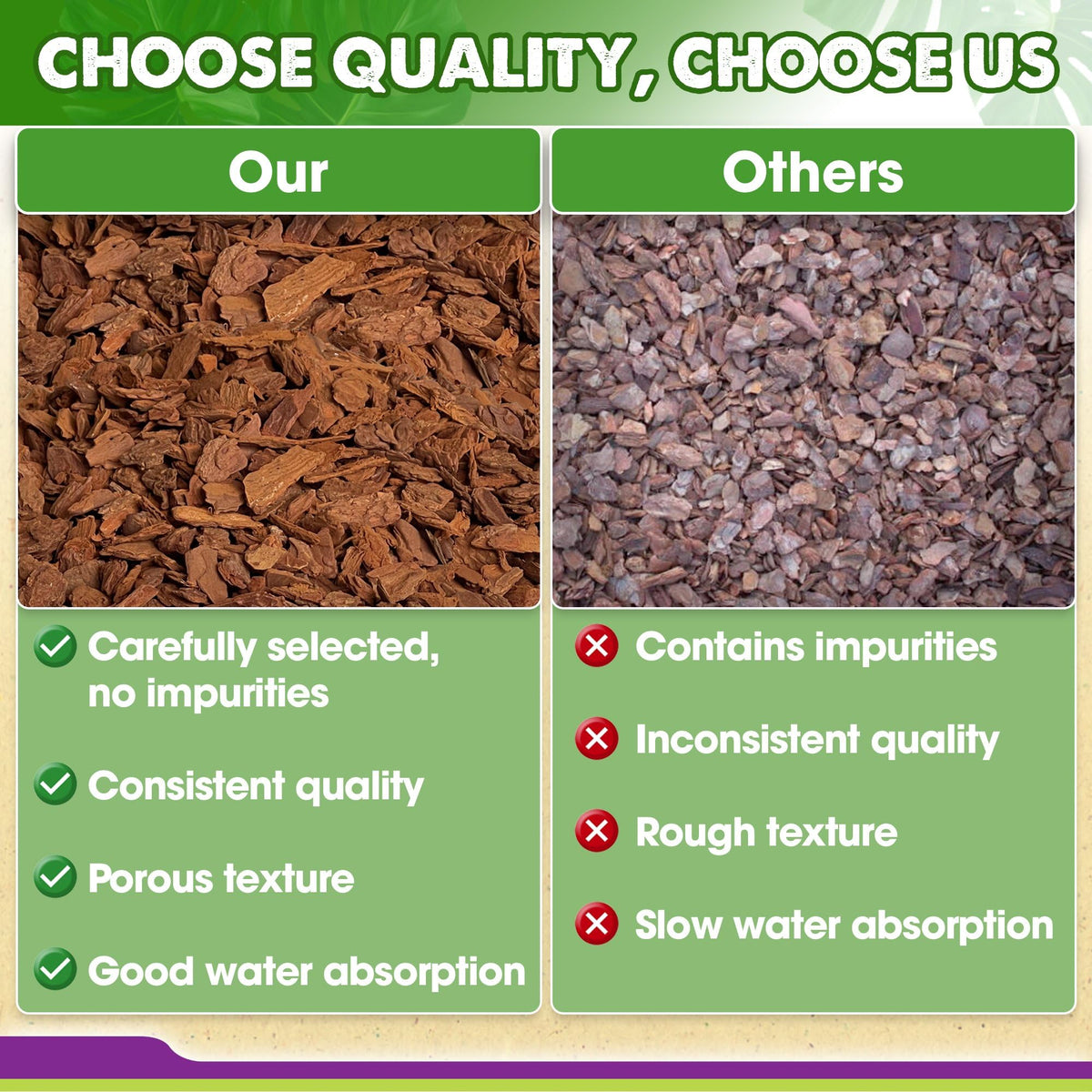 Moisture retention and drainage features aid indoor plants.