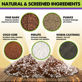 Duspro Recycle Tropical Potting Mix soil closeup highlights airy texture and nutrient-rich components for healthy roots