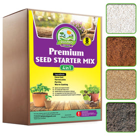 Duspro Seed Starter Mix coco coir blend promotes moisture retention for healthy seedlings.