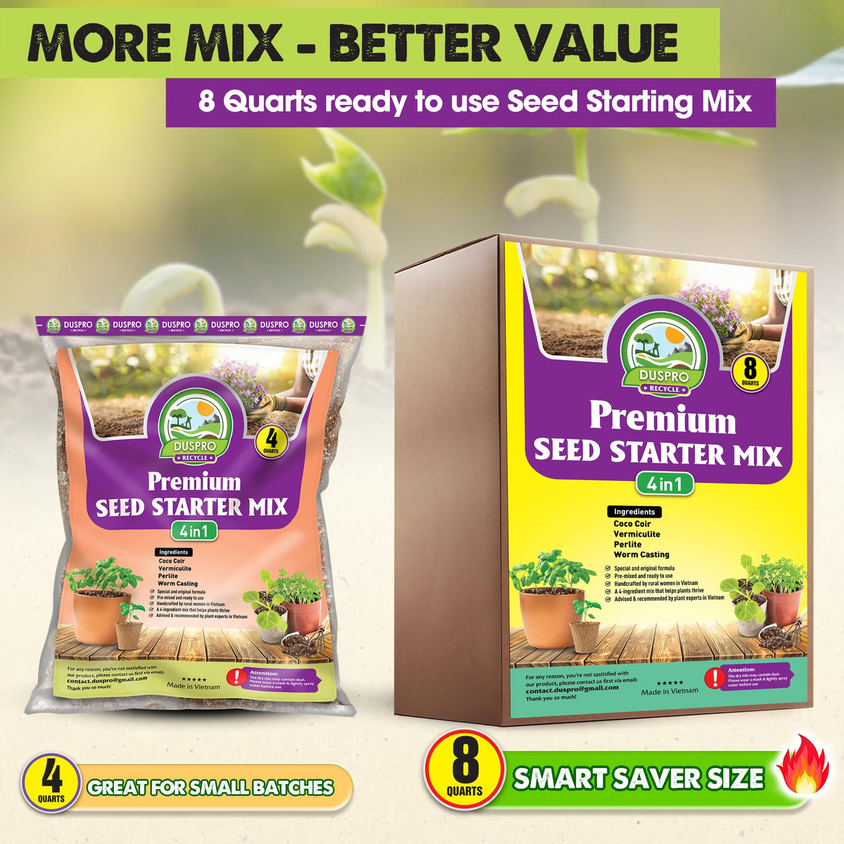 Duspro Seed Starter Mix features a consistent texture across batches for reliability.