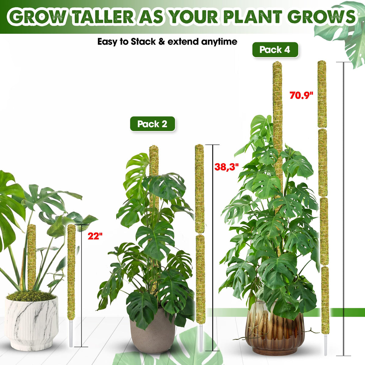 Duspro stackable design enables quick height extension for climbing plants.