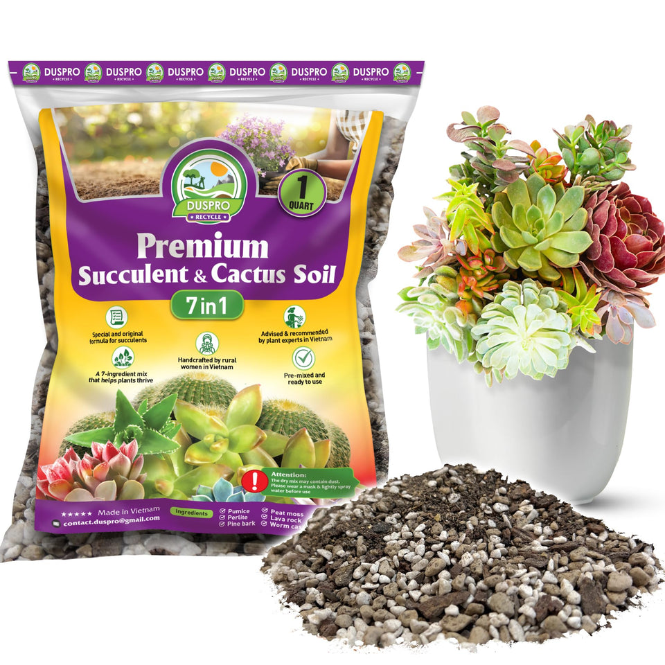 Duspro succulents soil bag close-up showing premium blend for healthy roots.