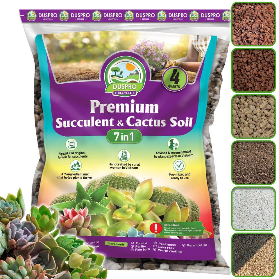 Duspro succulent soil bag close-up showing premium blend for healthy roots