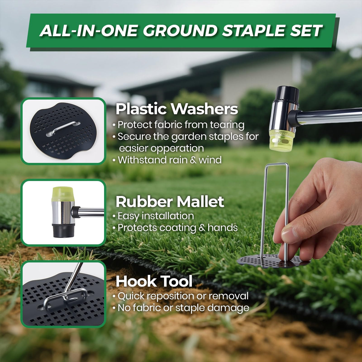 DUUKFE rubber mallet protects fabric surfaces during installation.