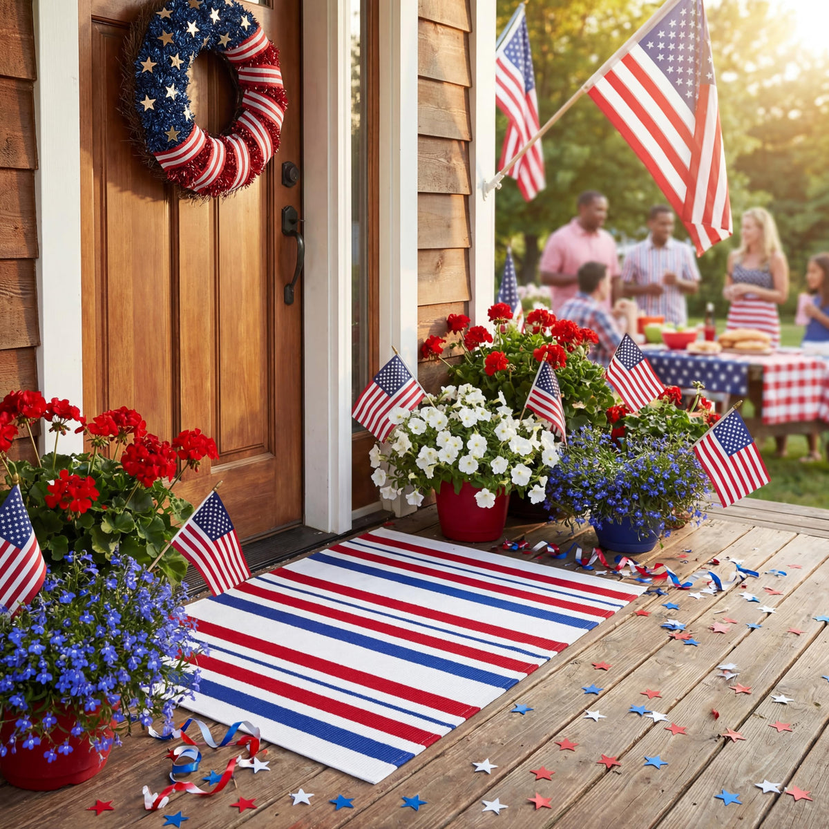 Duraaamo Memorial Day welcome mat for outdoor use keeps dirt at bay