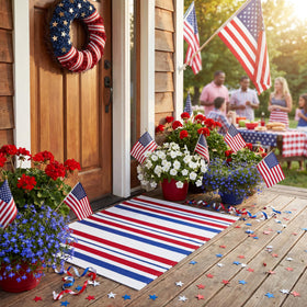 Duraaamo Memorial Day welcome mat for outdoor use keeps dirt at bay