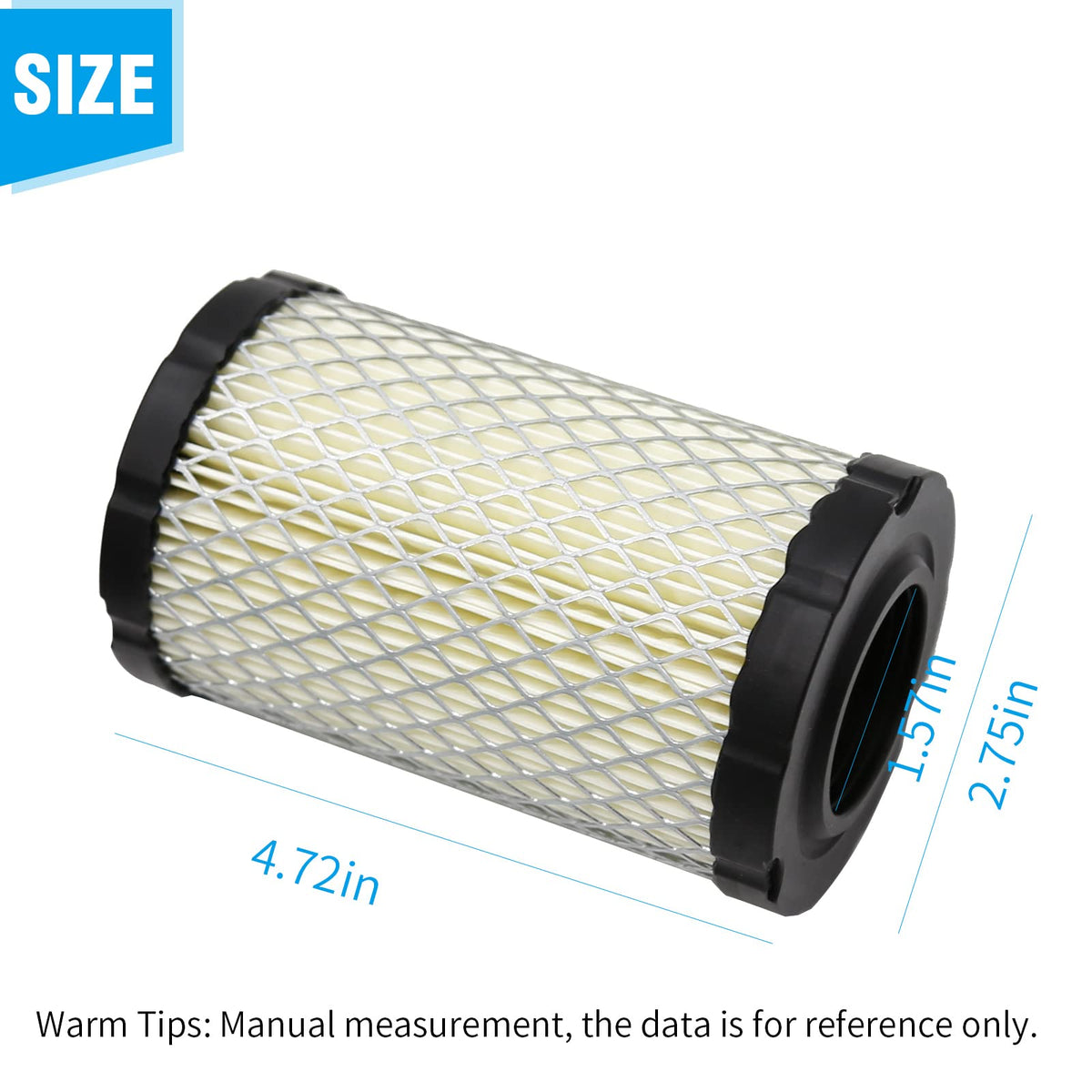 DUZFOREI 102-012 air filter side view demonstrates compatibility with John Deere units