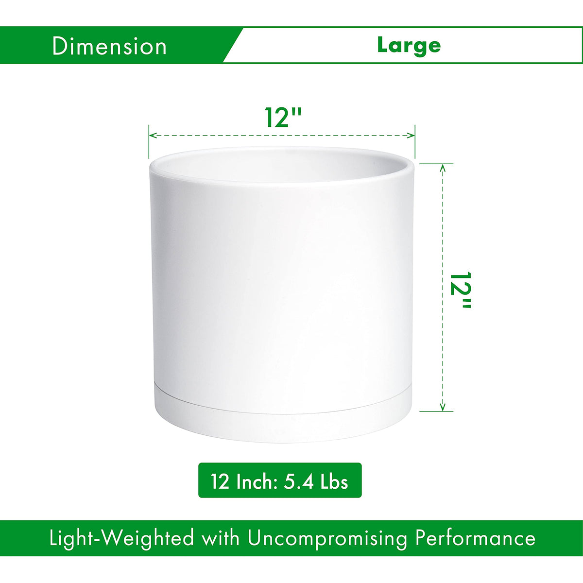 D'vine Dev seamless white planter with detachable matching saucer.