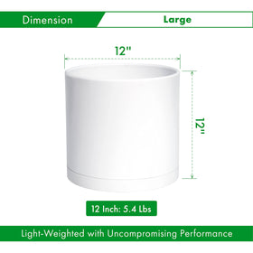 D'vine Dev seamless white planter with detachable matching saucer.
