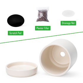D'vine Dev oatmeal ceramic planter with drainage hole and protective pad