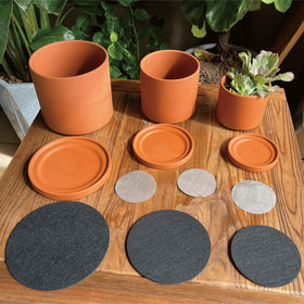 D'vine Dev detachable terracotta saucer fits perfectly for mess-free watering.