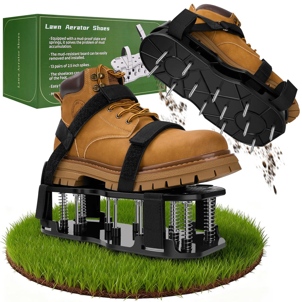 DWAEEGG lawn aerator shoes with spikes for deep soil aeration and healthier grass